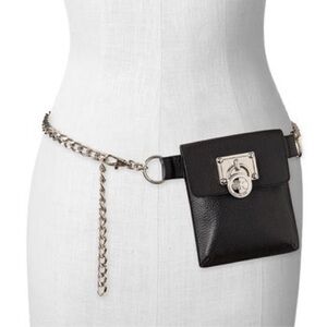 Michael Kors black leather chain belt bag